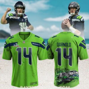 Sam Darnold Seattle Seahawks Super Bowl LX Lime Green Signed Graphic Fan Jersey