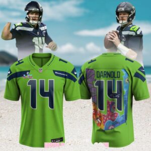 Sam Darnold Seattle Seahawks Super Bowl LX Lime Green Special Edition Football Jersey