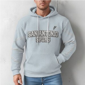 San Antonio Spurs Grey Textured Waffle Hoodie Stylish NBA Game Day Shirt