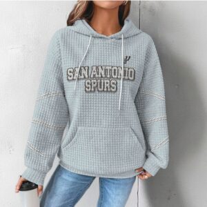 San Antonio Spurs Grey Textured Waffle Hoodie Stylish NBA Game Day Shirt