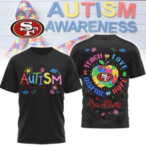 San Francisco 49ers Autism Awareness Teach Love Hope Puzzle NFL Fan T Shirt