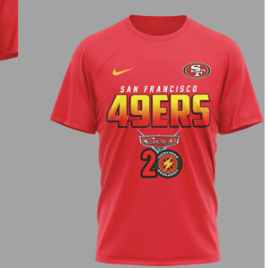 San Francisco 49ers Disney Cars 20th Anniversary Red Graphic Lightning McQueen Racing T Shirt