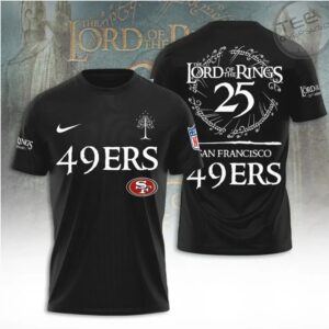 San Francisco 49ers Lord Of The Rings Fantasy Style Black Graphic Apparel T Shirt