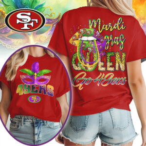 San Francisco 49ers Mardi Gras Queen Football Fan Celebration Graphic T Shirt