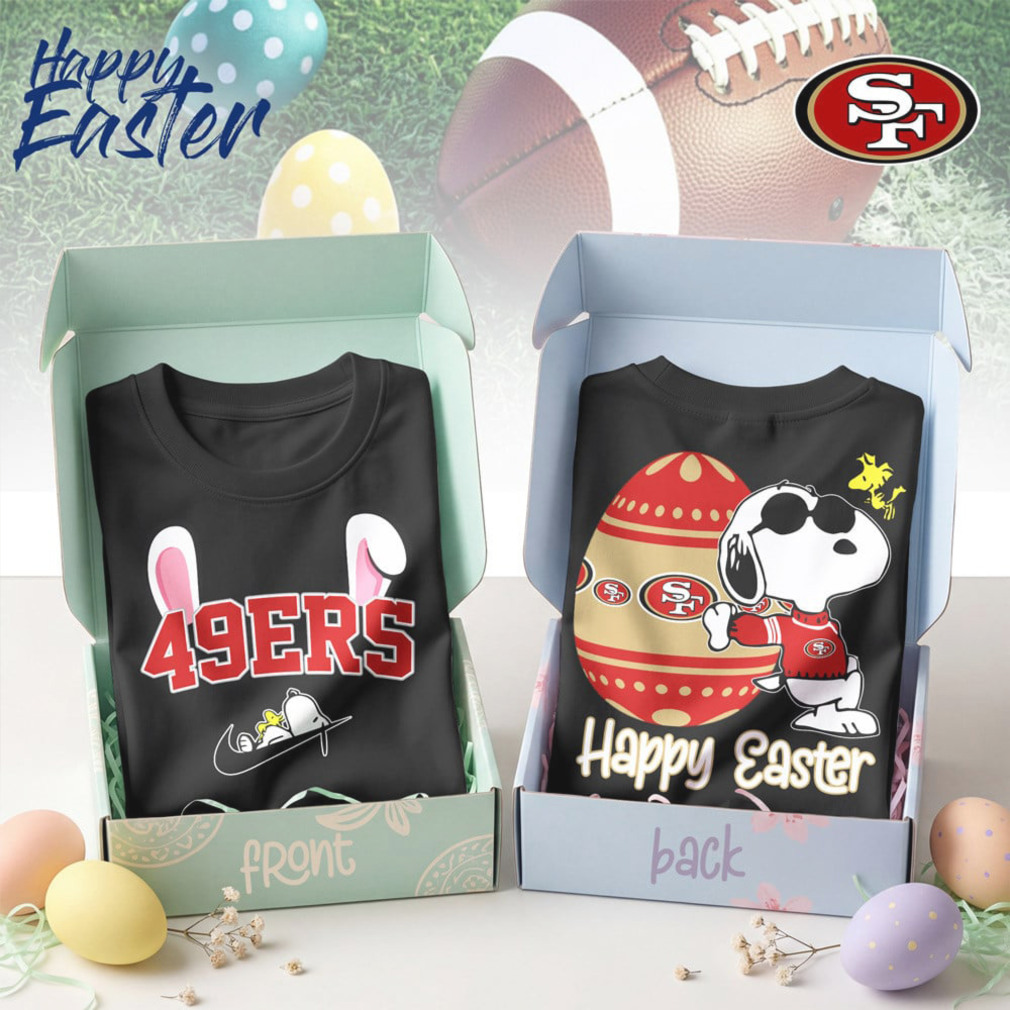 San Francisco 49ers Snoopy Happy Easter Egg Hunt Nike Logo Football Shirt San Francisco 49ers Snoopy Happy Easter Egg Hunt Nike Logo Football Shirt