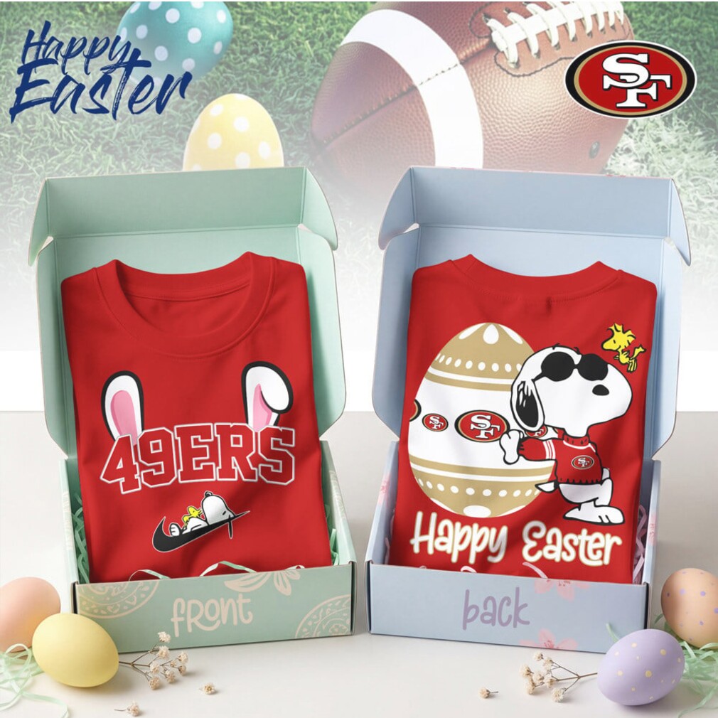 San Francisco 49ers Snoopy Happy Easter Egg Hunt Nike Logo Football Shirt San Francisco 49ers Snoopy Happy Easter Egg Hunt Nike Logo Football Shirt