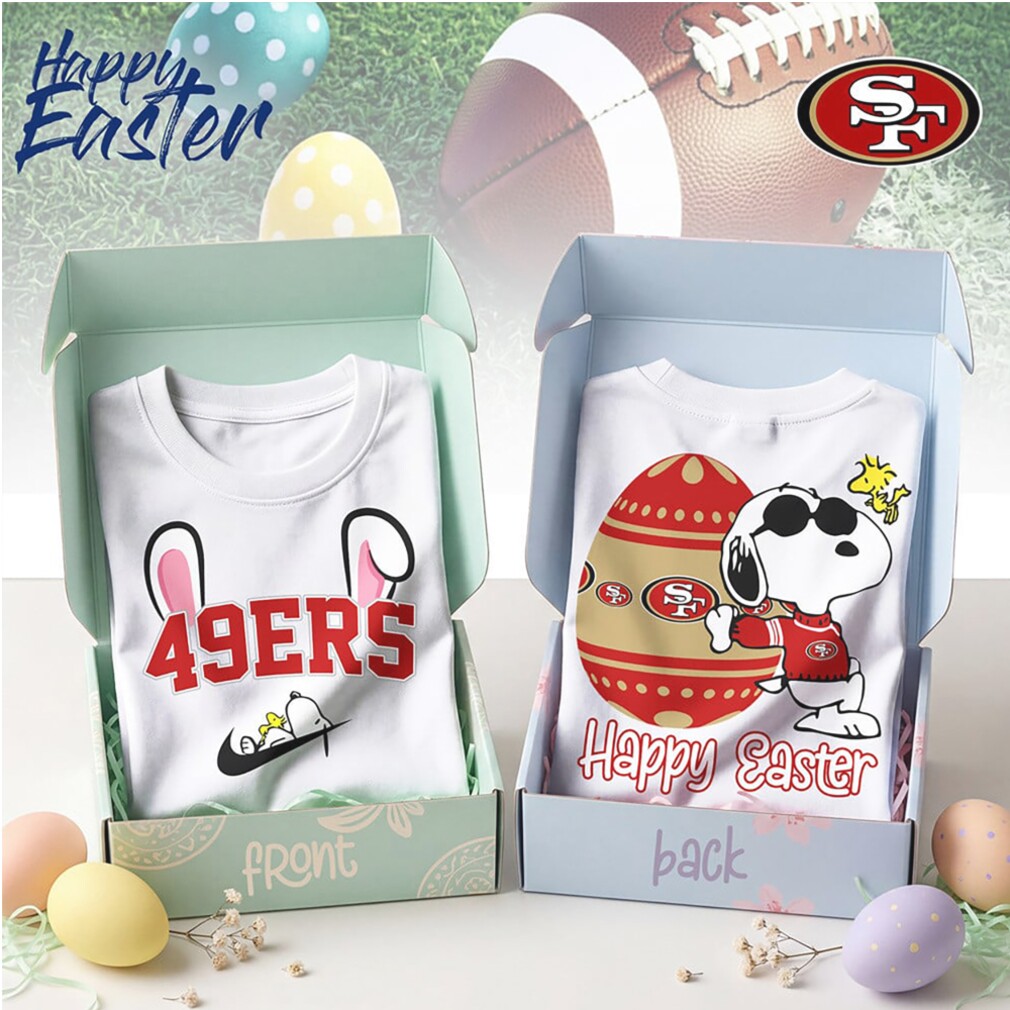 San Francisco 49ers Snoopy Happy Easter Egg Hunt Nike Logo Football Shirt San Francisco 49ers Snoopy Happy Easter Egg Hunt Nike Logo Football Shirt