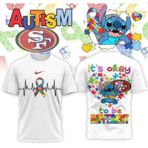 San Francisco 49ers Stitch Autism Awareness It’s Okay To Be Different Shirt San Francisco 49ers Stitch Autism Awareness It’s Okay To Be Different Shirt
