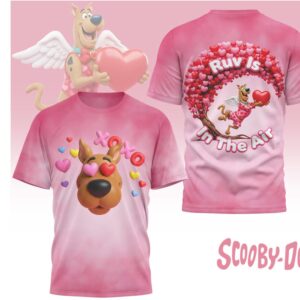 Scooby Doo Ruv Is In The Air Pink Valentine Graphic Shirt Cute Cartoon Apparel Scooby Doo Ruv Is In The Air Pink Valentine Graphic Shirt Cute Cartoon Apparel