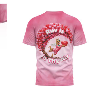 Scooby Doo Ruv Is In The Air Pink Valentine Graphic Shirt Cute Cartoon Apparel