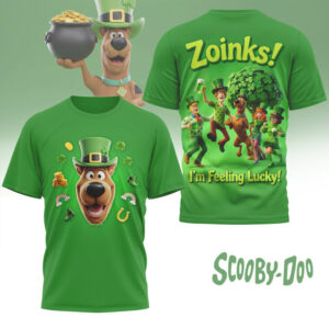 Scooby Doo Zoinks I'm Feeling Lucky Saint Patrick's Day Mystery Machine Green T Shirt