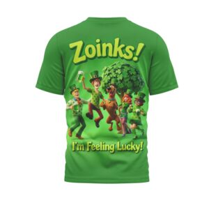Scooby Doo Zoinks I'm Feeling Lucky Saint Patrick's Day Mystery Machine Green T Shirt