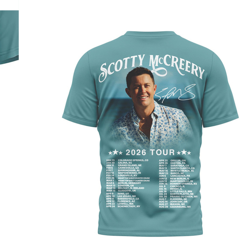 Scotty McCreery 2026 North American Concert Tour Teal Graphic Tee Country Music Merch Scotty McCreery 2026 North American Concert Tour Teal Graphic Tee Country Music Merch
