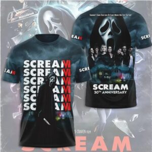 Scream 30th Anniversary Ghostface Horror Movie Slasher Aesthetic Black Graphic T Shirt