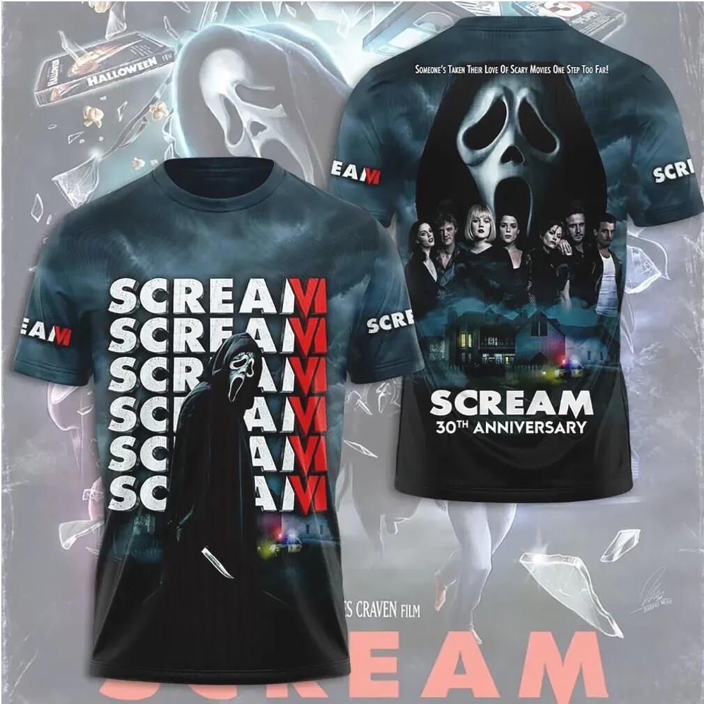 Scream 30th Anniversary Ghostface Horror Movie Slasher Aesthetic Black Graphic T Shirt Scream 30th Anniversary Ghostface Horror Movie Slasher Aesthetic Black Graphic T Shirt