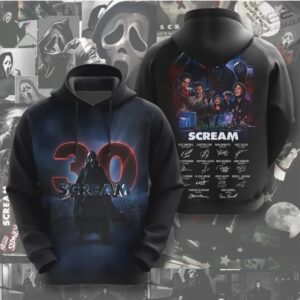 Scream 30th Anniversary Horror Movie Ghostface Cast Signature Graphic T Shirt Scream 30th Anniversary Horror Movie Ghostface Cast Signature Graphic T Shirt