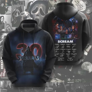 Scream 30th Anniversary Horror Movie Ghostface Cast Signature Graphic T Shirt