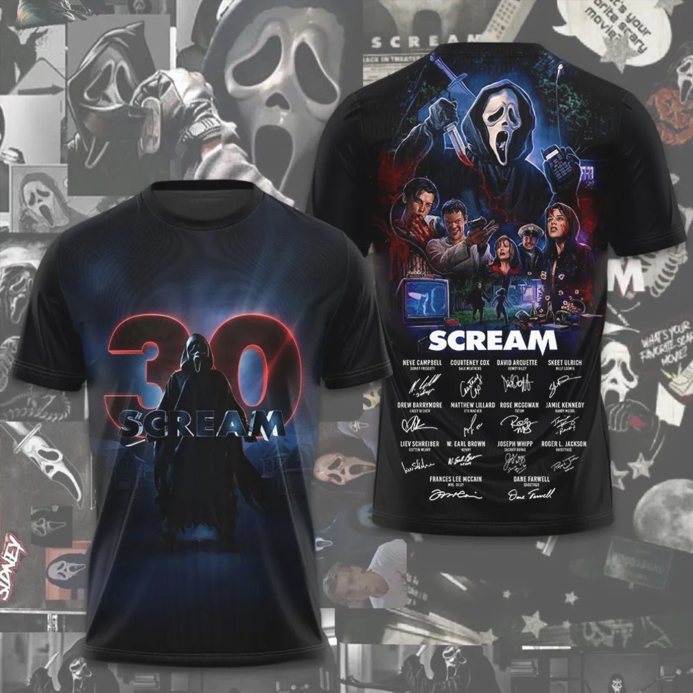 Scream 30th Anniversary Neon Ghostface Horror Movie Cast Signature Graphic Fan Hoodie Scream 30th Anniversary Neon Ghostface Horror Movie Cast Signature Graphic Fan Hoodie