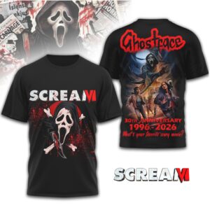 Scream 6 30th Anniversary 1996 2026 Ghostface Graphic Hoodie