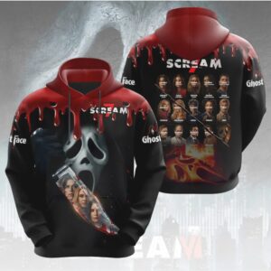 Scream 7 Blood Drip Ghostface Graphic Horror Movie Slasher Fan Hoodie
