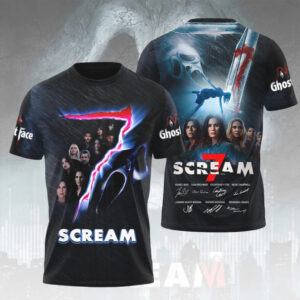 Scream 7 Blue Ghostface Neon Horror Movie Cast Autograph Hoodie