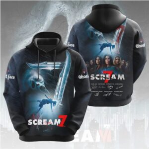 Scream 7 Cast Signed Graphic Hoodie Blue Moonlight Horror Movie Fan Hoodie Scream 7 Cast Signed Graphic Hoodie Blue Moonlight Horror Movie Fan Hoodie
