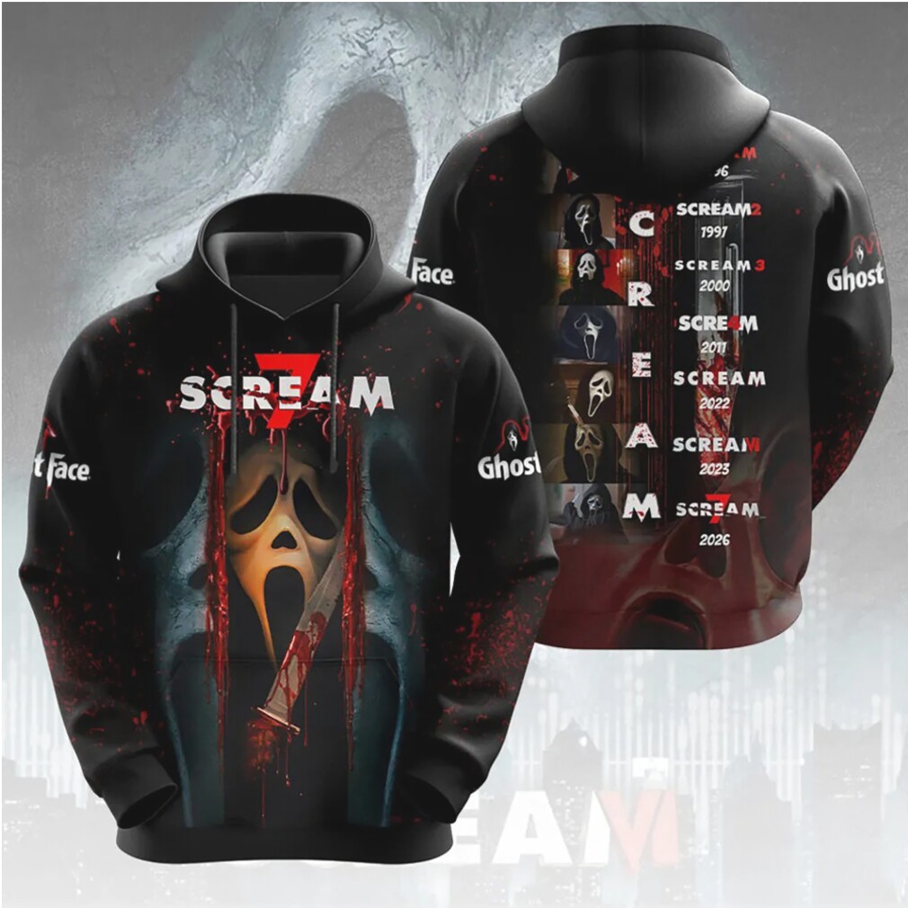 Scream 7 Ghostface Slasher Movie Graphic Vintage Horror Film Hoodie Scream 7 Ghostface Slasher Movie Graphic Vintage Horror Film Hoodie