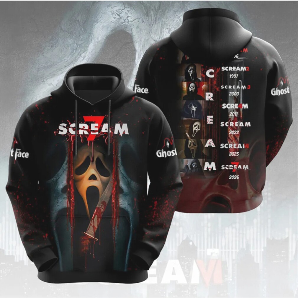Scream 7 Ghostface Slasher Movie Graphic Vintage Horror Film Hoodie Scream 7 Ghostface Slasher Movie Graphic Vintage Horror Film Hoodie