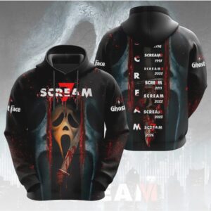 Scream Movie Timeline Ghostface Graphic Vintage Slasher Horror Film Fan Hoodie