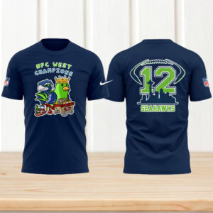 Seattle Seahawks 12th Man NFC West Champions Navy Skyline Graphic Performance T Shirt Seattle Seahawks 12th Man NFC West Champions Navy Skyline Graphic Performance T Shirt