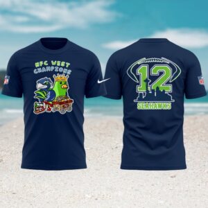 Seattle Seahawks 12th Man NFC West Champions Navy Skyline Graphic Performance T Shirt