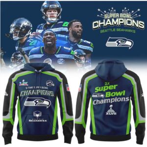 Seattle Seahawks 2 Time Super Bowl Champions Trophy History Graphic T Shirt