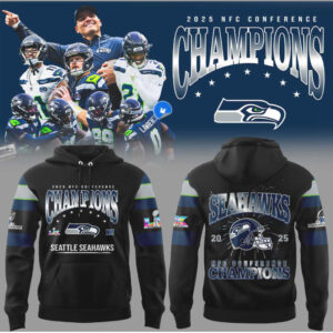 Seattle Seahawks 2025 NFC Conference Champions Helmet Graphic Hoodie