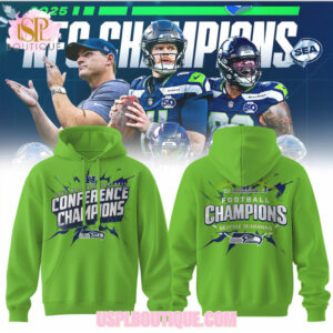 Seattle Seahawks 2025 NFC Conference Champions Neon Green Football Fan Hoodie Sweatshirt Seattle Seahawks 2025 NFC Conference Champions Neon Green Football Fan Hoodie Sweatshirt
