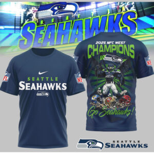 Seattle Seahawks 2025 NFC West Champions Division Title Winners Graphic Football Shirt