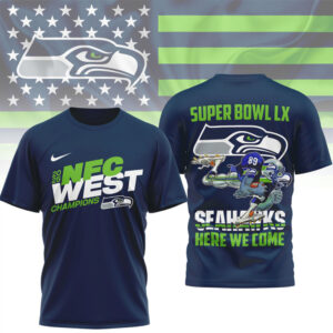 Seattle Seahawks 2025 NFC West Champions Super Bowl LX Bound Graphic Football Shirt