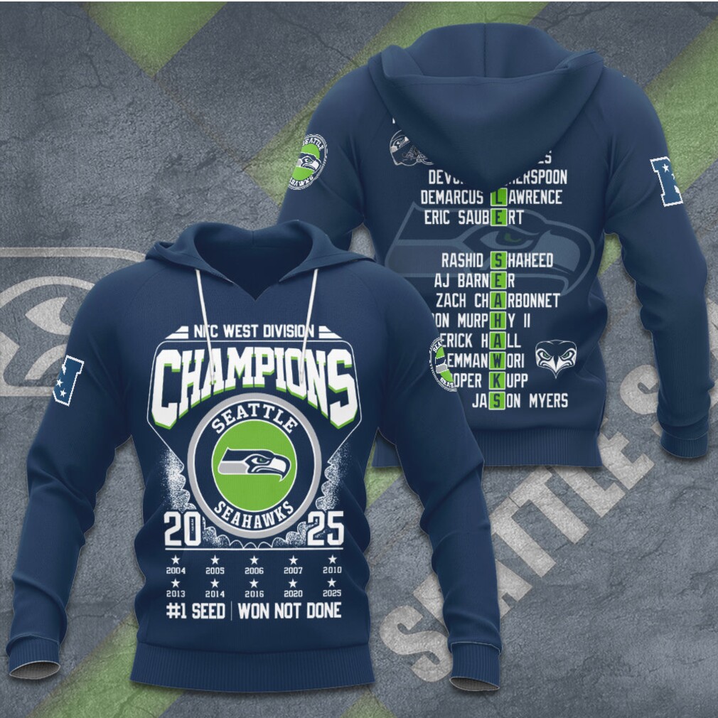 Seattle Seahawks 2025 NFC West Division Champions Number One Seed Hoodie Seattle Seahawks 2025 NFC West Division Champions Number One Seed Hoodie