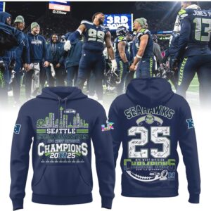 Seattle Seahawks 2025 NFC West Division Champions Signature Skyline Congrats Seahawks Hoodie Seattle Seahawks 2025 NFC West Division Champions Signature Skyline Congrats Seahawks Hoodie