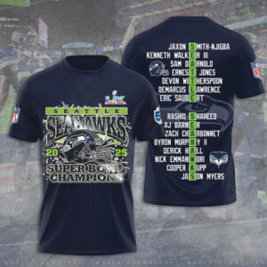 Seattle Seahawks 2025 Super Bowl Champions Roster Graphic Hoodie
