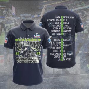 Seattle Seahawks 2025 Super Bowl Champions Roster Graphic Hoodie