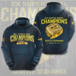 Seattle Seahawks 2X Super Bowl Champions Championship Ring Fan Hoodie
