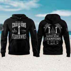 Seattle Seahawks 2X Super Bowl Champions Featuring Twin Trophy Graphic Hoodie Seattle Seahawks 2X Super Bowl Champions Featuring Twin Trophy Graphic Hoodie