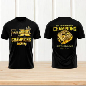 Seattle Seahawks 2X Super Bowl Champions Gold Ring Trophy Shirt Seattle Seahawks 2X Super Bowl Champions Gold Ring Trophy Shirt