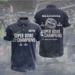 Seattle Seahawks 2X Super Bowl Champions Navy Graphic Game Day Fan Hoodie