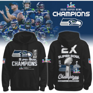 Seattle Seahawks 2X Super Bowl Champions Trophy History Hoodie