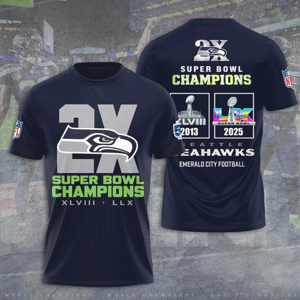Seattle Seahawks 2X Super Bowl Champions XLVIII LLX Navy Fan Hoodie Seattle Seahawks 2X Super Bowl Champions XLVIII LLX Navy Fan Hoodie