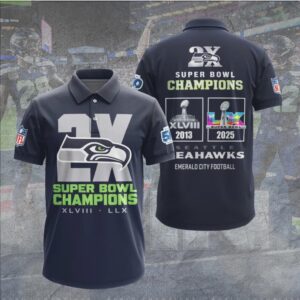Seattle Seahawks 2X Super Bowl Champions XLVIII LLX Navy Fan Hoodie