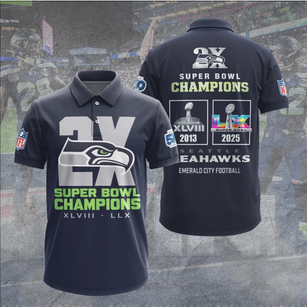 Seattle Seahawks 2X Super Bowl Champions XLVIII LLX Navy Fan Hoodie Seattle Seahawks 2X Super Bowl Champions XLVIII LLX Navy Fan Hoodie