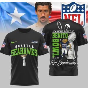 Seattle Seahawks Bad Bunny Benito Bowl Go Seahawks Football Trophy Graphic Fan T Shirt Seattle Seahawks Bad Bunny Benito Bowl Go Seahawks Football Trophy Graphic Fan T Shirt