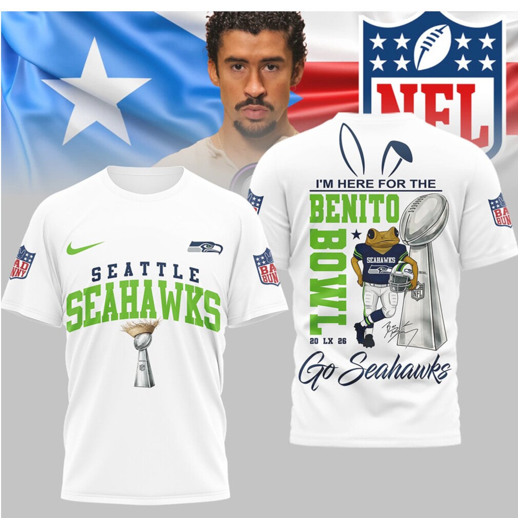 Seattle Seahawks Bad Bunny Benito Bowl Go Seahawks Football Trophy Graphic Fan T Shirt Seattle Seahawks Bad Bunny Benito Bowl Go Seahawks Football Trophy Graphic Fan T Shirt